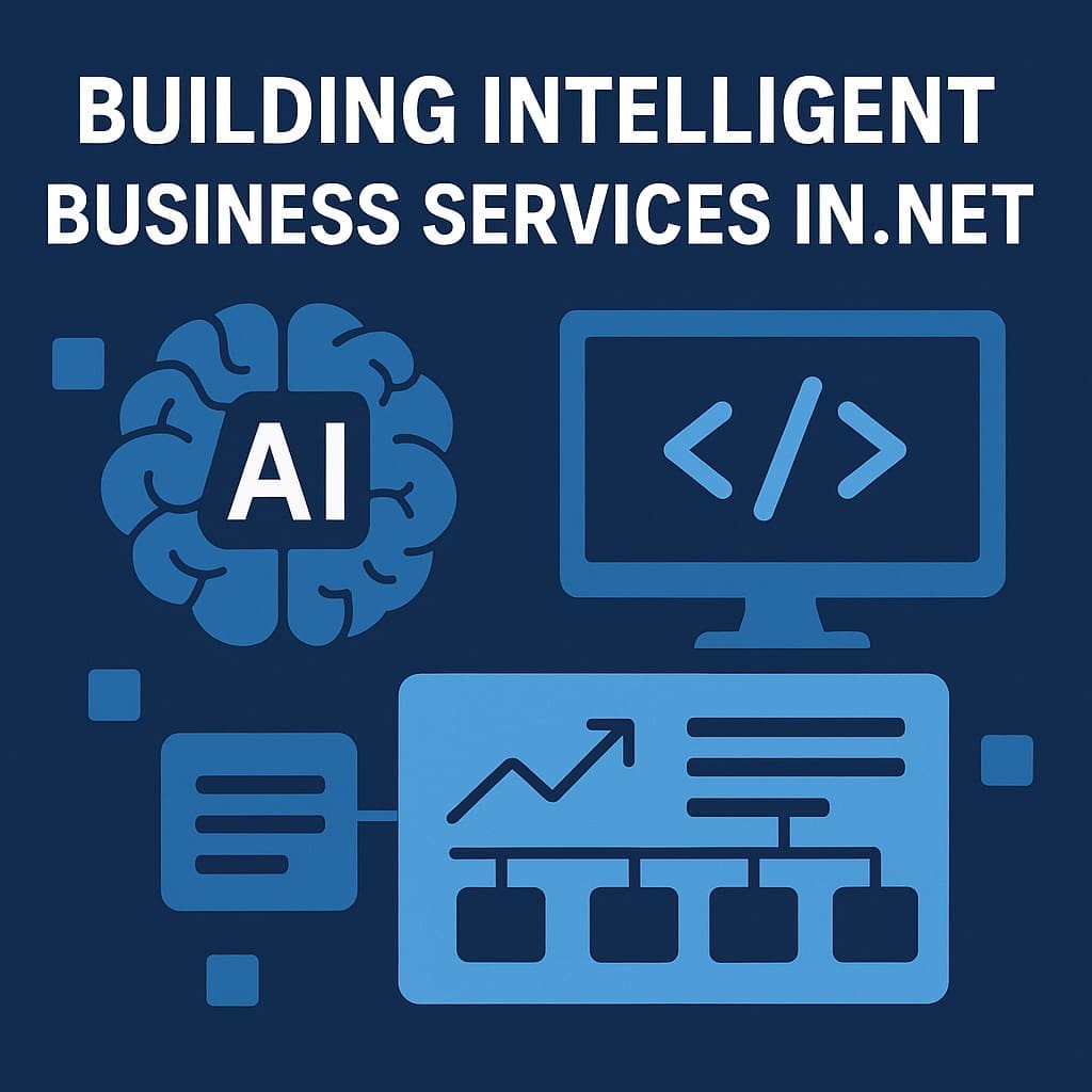 Illustration of AI integrated into .NET business services and intelligent workflows