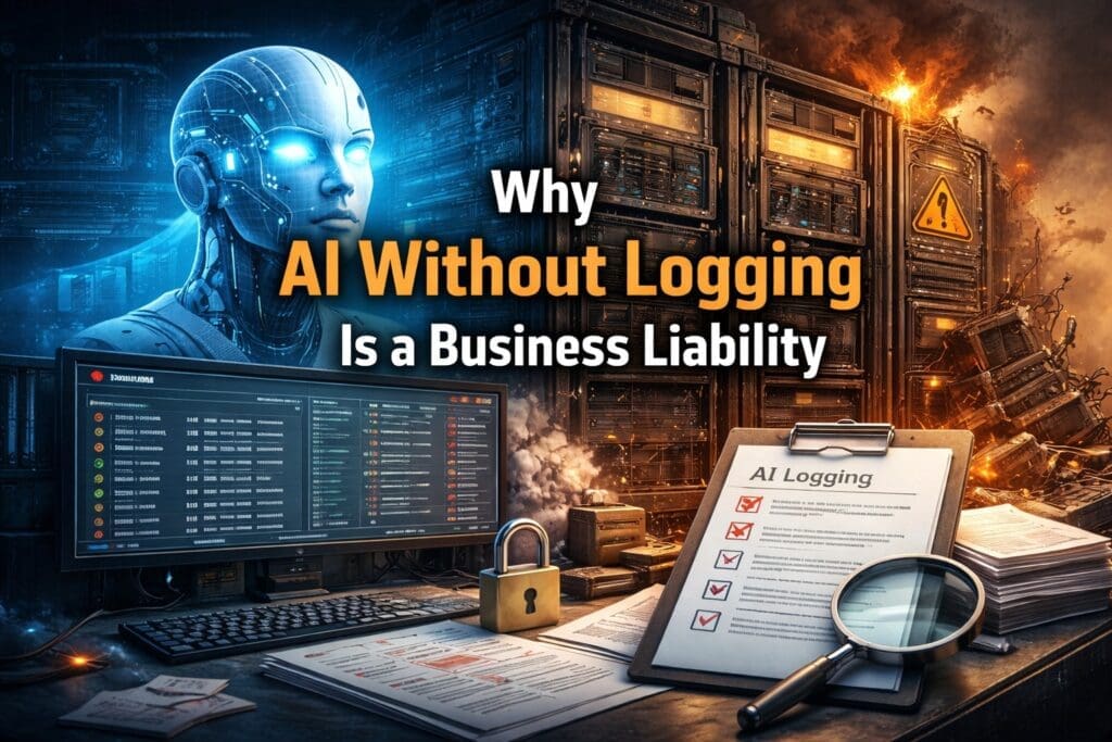 AI system operating without logging, highlighting hidden failures and business risk in production environments.