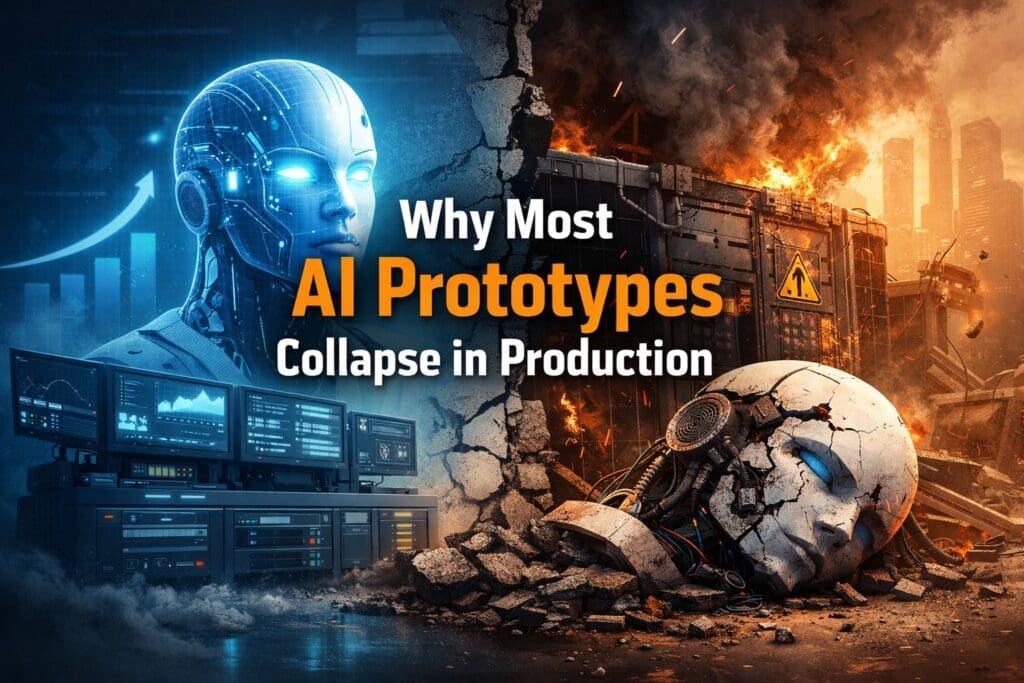 AI prototype transitioning from controlled development to failed production environment