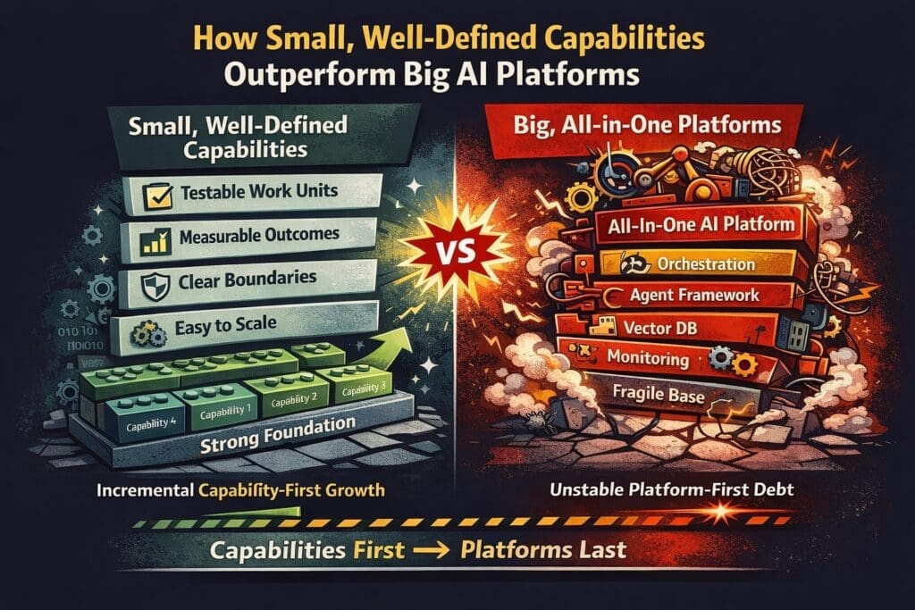 ChatGPT Image Feb 17 2026 033556 PM AI n Dot Net Capability-first AI architecture versus large AI platform deployment comparison diagram